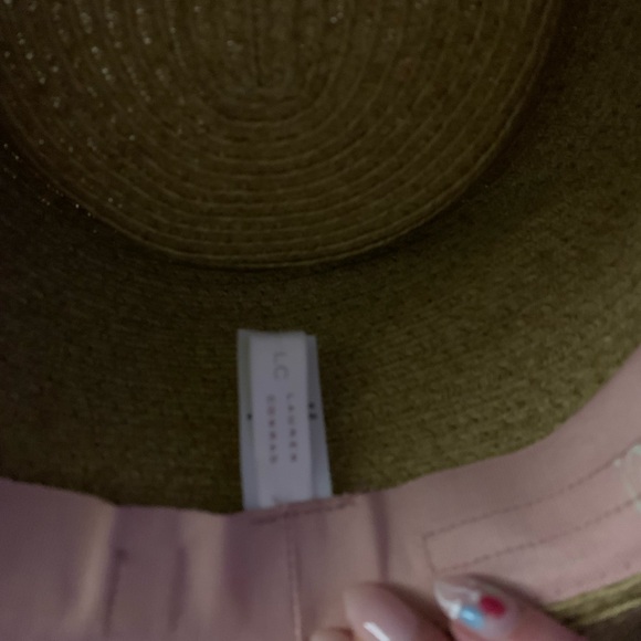 LC Lauren Conrad Wide Brim Straw Sun Hat with Dusty Pink Ribbon - Picture 3 of 5
